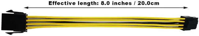 Alt view image 5 of 5 - 8 Pin CPU Power Cable/Adapter (8 Inch, 18AWG), (4+4) Pin Male to 8Pin Female ATX 12V Connector Internal Power Extension Cable