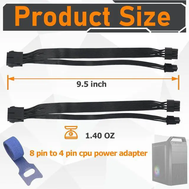 Alt view image 2 of 7 - 2 pcs CPU 8 Pin Female to CPU ATX 8 Pin and ATX 4 Pin Male CPU Adapter