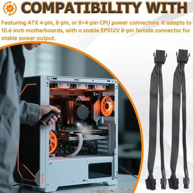 Alt view image 7 of 7 - 2 pcs CPU 8 Pin Female to CPU ATX 8 Pin and ATX 4 Pin Male CPU Adapter