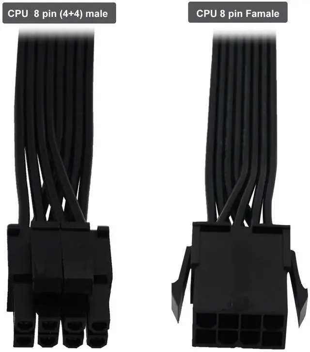 Alt view image 3 of 6 - CPU 8 Pin Extension Cable CPU 8-Pin Female to 8 (4+4) Pin Male EPS 12V Extension for Motherboard (Not PCIe VGA) 33 inch (84 cm)