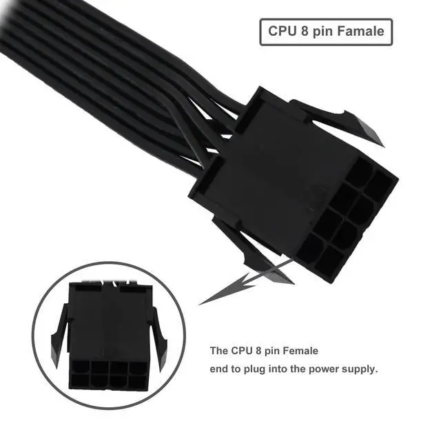Alt view image 4 of 6 - CPU 8 Pin Extension Cable CPU 8-Pin Female to 8 (4+4) Pin Male EPS 12V Extension for Motherboard (Not PCIe VGA) 33 inch (84 cm)