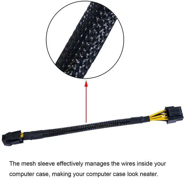 Alt view image 6 of 7 - 4 Pin to 8 Pin CPU Power Cable/Adapter (8 Inch, 18AWG), 4 Pin Female to 8 Pin (4+4) Male Connector, ATX 12V Internal Power Extension Cable