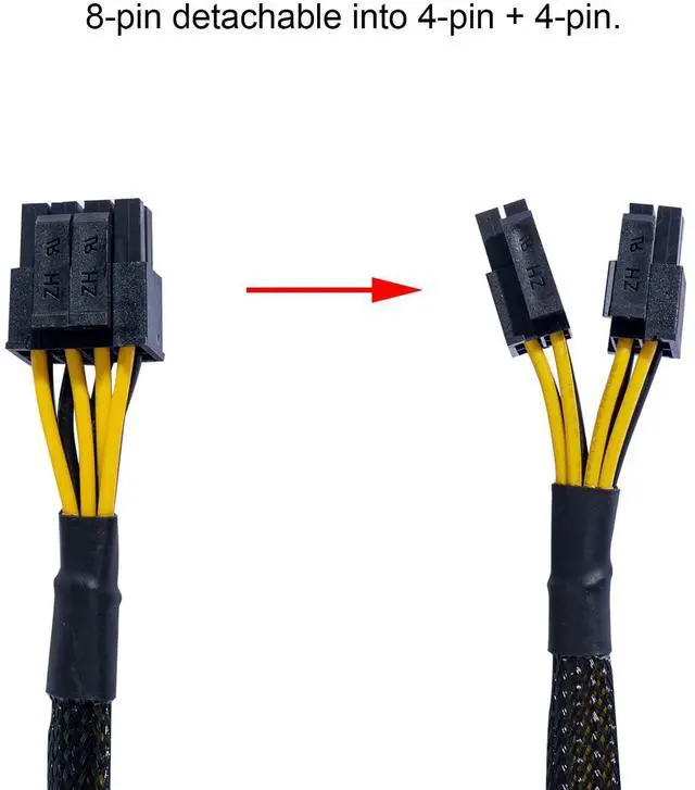 Alt view image 5 of 7 - 4 Pin to 8 Pin CPU Power Cable/Adapter (8 Inch, 18AWG), 4 Pin Female to 8 Pin (4+4) Male Connector, ATX 12V Internal Power Extension Cable