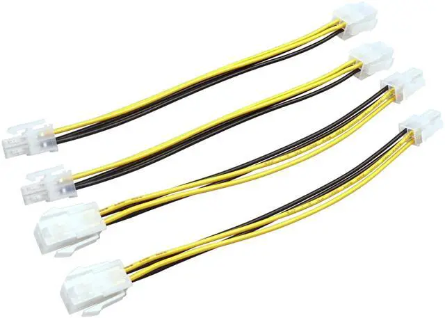 Main image of (4 Pack) 8Inch 4-Pin ATX CPU Power Adapter Cable, 12V Motherboard Power Extension Cable, Male to Female Connector, Easy to Install