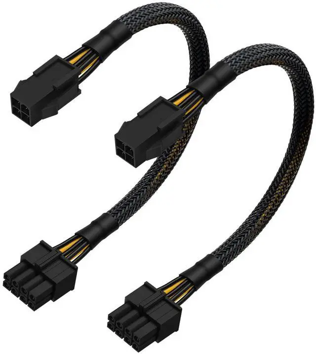 Main image of (2-Pack) 4 Pin to 8 Pin CPU Power Adapter, ATX 4 Pin Female to Motherboard CPU 8 Pin (4+4 Detachable) Converter Extension Sleeved Cable for Power Supply with ATX 4 Pin Port 13-inch(34cm)