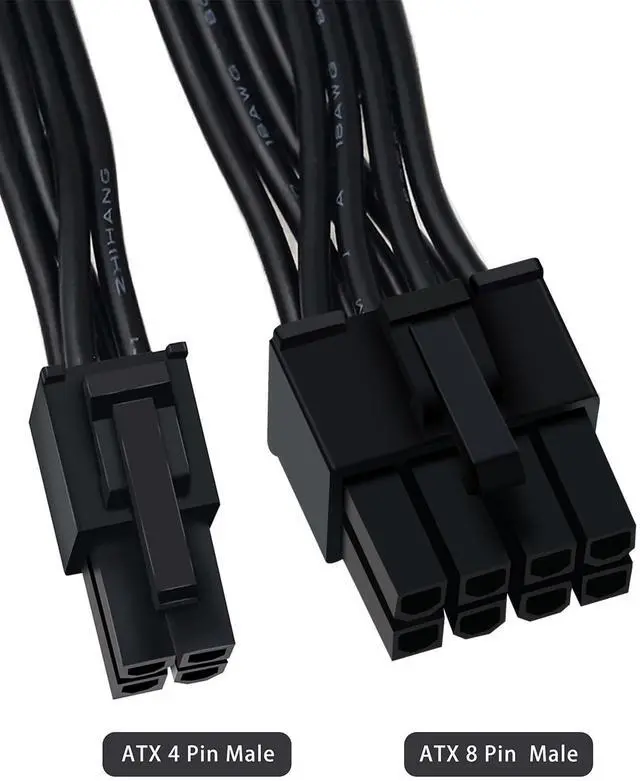 Alt view image 3 of 7 - 8 Pin to 4 Pin CPU Power Adapter, CPU 8 Pin ATX 4 Pin Male Converter Extension Cable for Motherboard 9.5-inch(24cm)