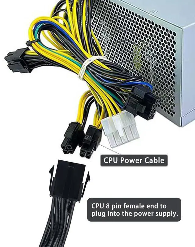 Alt view image 5 of 7 - 8 Pin to 4 Pin CPU Power Adapter, CPU 8 Pin ATX 4 Pin Male Converter Extension Cable for Motherboard 9.5-inch(24cm)