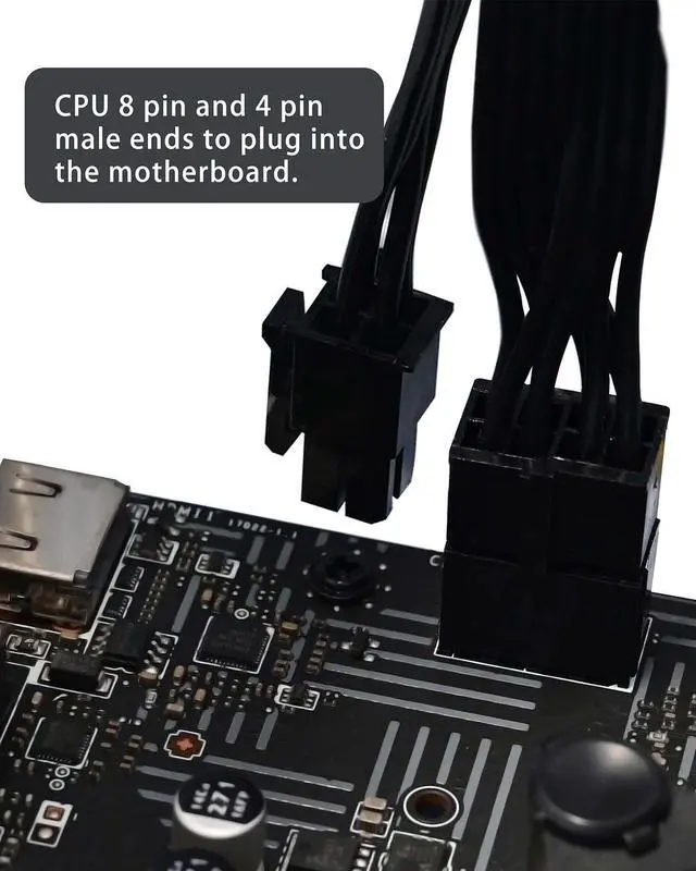 Alt view image 6 of 7 - 8 Pin to 4 Pin CPU Power Adapter, CPU 8 Pin ATX 4 Pin Male Converter Extension Cable for Motherboard 9.5-inch(24cm)