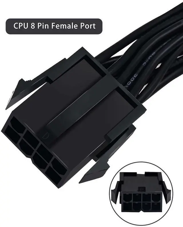 Alt view image 2 of 7 - 8 Pin to 4 Pin CPU Power Adapter, CPU 8 Pin ATX 4 Pin Male Converter Extension Cable for Motherboard 9.5-inch(24cm)