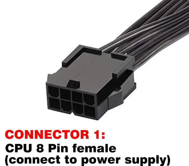 Alt view image 2 of 3 - ATX CPU 8 Pin Power Extension Cable CPU 8 Pin Female to 8(4+4) Pin Male EPS-12V Extension Cable for Motherboard 25 Inches