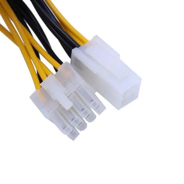 Alt view image 6 of 7 - 4-Pin Male to 8-Pin Female CPU Board Power Supply Converter Adapter Cable Yellow Black 20cm/7.87in Abs
