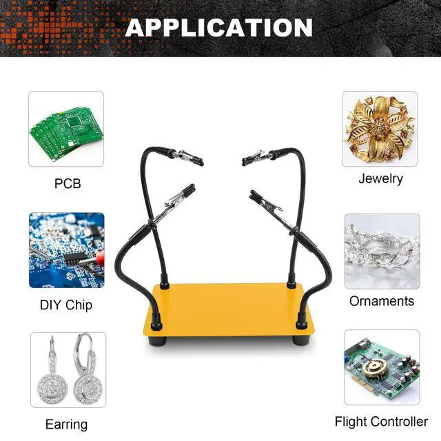 Alt view image 4 of 6 - Helping Hands Soldering Station, Soldering Kit, Third Hand Soldering Tool 4 Flexible Arms Helping Hands for Electronic Repair Soldering Jewelry Crafts-Yellow