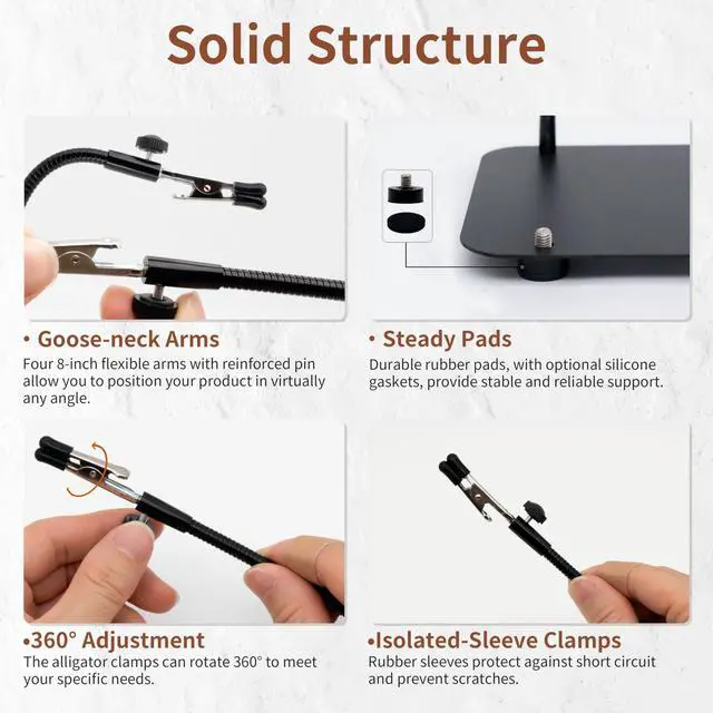 Alt view image 2 of 6 - Upgraded Helping Hands Soldering Station, Holding Fixture Station, Soldering Kit, Third Hand Soldering Tool 4 Flexible Arms Helping Hands for Electronic Repair Soldering, Jewelry Crafts.