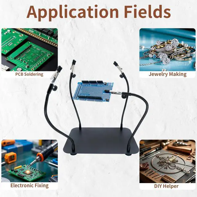 Alt view image 5 of 6 - Upgraded Helping Hands Soldering Station, Holding Fixture Station, Soldering Kit, Third Hand Soldering Tool 4 Flexible Arms Helping Hands for Electronic Repair Soldering, Jewelry Crafts.