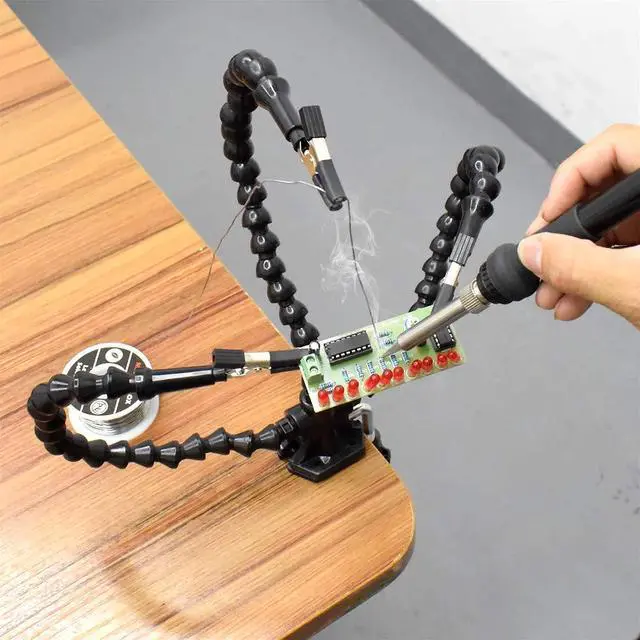 Alt view image 2 of 7 - Helping Hands Soldering, Third Hand Soldering Tool PCB Holder Flexible Arms Helping Hands Crafts Jewelry Hobby Workshop Helping Station (Y3)