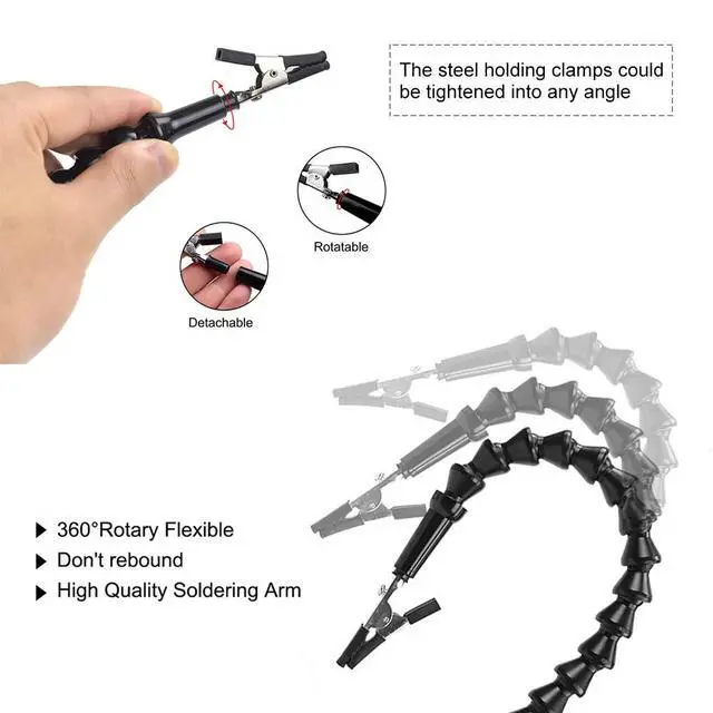 Alt view image 4 of 7 - Helping Hands Soldering, Third Hand Soldering Tool PCB Holder Flexible Arms Helping Hands Crafts Jewelry Hobby Workshop Helping Station (Y3)
