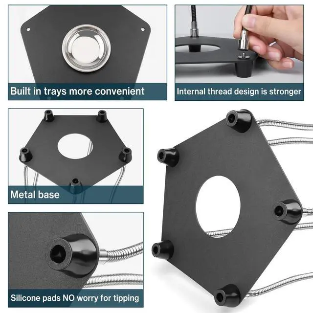 Alt view image 5 of 7 - Soldering Helping Hands Third Hand Tool with 3X Magnifier, 4 Flexible Alligator Clips PCB Holder for Electronics Repair, Circuit Board Soldering and Precision DIY Work