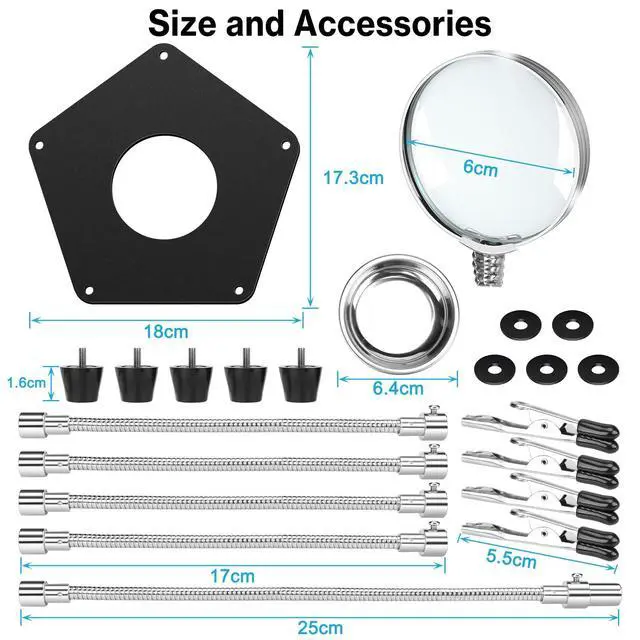 Alt view image 7 of 7 - Soldering Helping Hands Third Hand Tool with 3X Magnifier, 4 Flexible Alligator Clips PCB Holder for Electronics Repair, Circuit Board Soldering and Precision DIY Work