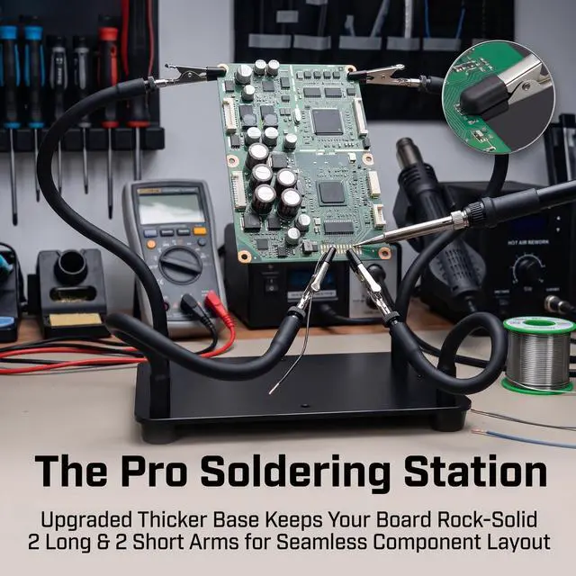 Alt view image 2 of 7 - Third Hand Soldering Tool, Adjustable Helping Hands for Soldering, Soldering Station with Heavy-Duty Steel Base, PCB Holder for Soldering, 3rd Hand Soldering Tool & Circuit Board Holder