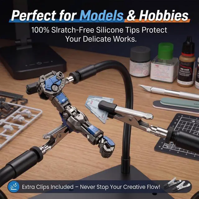 Alt view image 6 of 7 - Third Hand Soldering Tool, Adjustable Helping Hands for Soldering, Soldering Station with Heavy-Duty Steel Base, PCB Holder for Soldering, 3rd Hand Soldering Tool & Circuit Board Holder