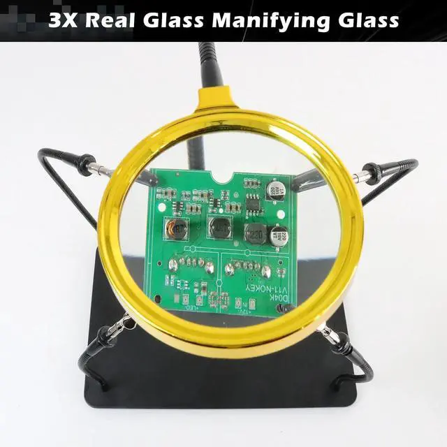 Alt view image 3 of 7 - Helping Hands Soldering Station with 3X Magnifying Glass, 4 Flexible Helping Hand Arms Magnifier and Third Hand Soldering Tool for Electronic Repair Soldering Jewelry Crafts