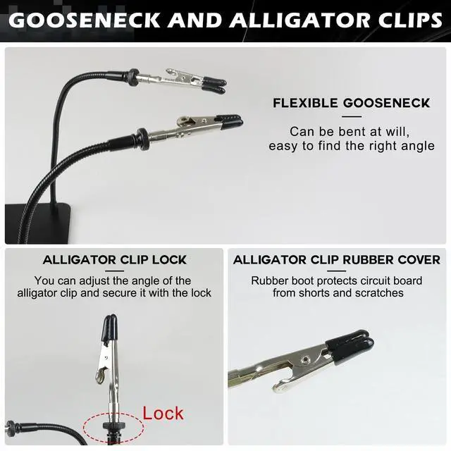 Alt view image 4 of 7 - Helping Hands Soldering Station with 3X Magnifying Glass, 4 Flexible Helping Hand Arms Magnifier and Third Hand Soldering Tool for Electronic Repair Soldering Jewelry Crafts