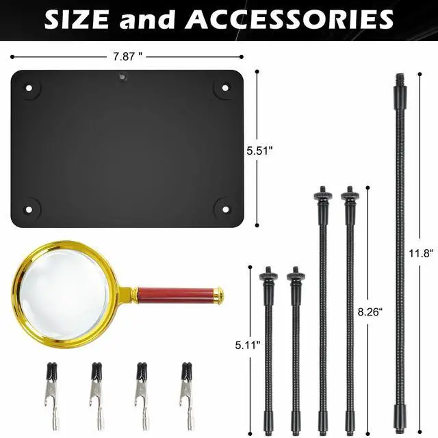 Alt view image 7 of 7 - Helping Hands Soldering Station with 3X Magnifying Glass, 4 Flexible Helping Hand Arms Magnifier and Third Hand Soldering Tool for Electronic Repair Soldering Jewelry Crafts