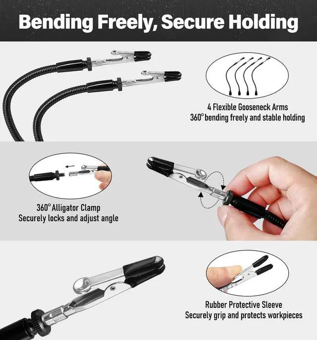 Alt view image 2 of 3 - Helping Hands Soldering Station, Third Hand Soldering Tool 4 Flexible Arms Solder Helping Hands Clamps for Electronic Repair Soldering Jewelry Crafts