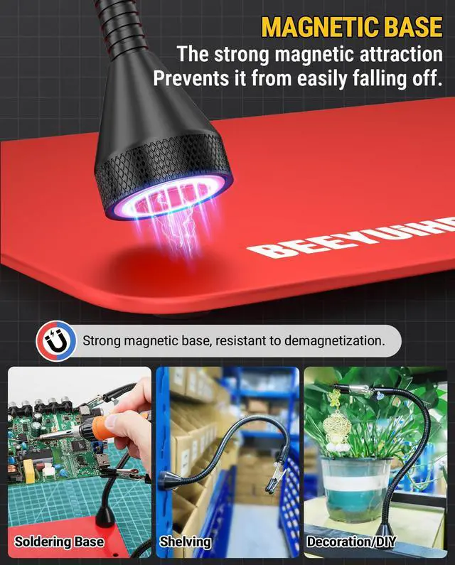 Alt view image 4 of 7 - Helping Hands Soldering Station 4 Magnetic Flexible Arms Solder Helping Hands, Third Hand Soldering Tool for Electronic Repair Soldering Jewelry Crafts #MK90