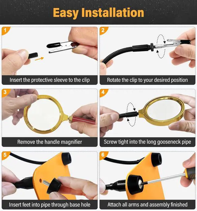Alt view image 7 of 7 - Helping Hands Soldering Station with 5X Magnifying Glass, 4 Flexible Arms Solder Helping Hand Magnifier and Third Hand Soldering Tool for Electronic Repair Soldering Jewelry Crafts