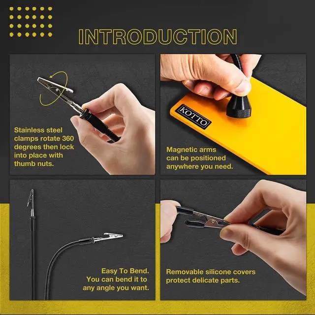 Alt view image 5 of 7 - 2 Pack Set Magnetic Flexible Gooseneck Metal with Alligator Clips for Helping Hands Third Hand Tool Automobile Electronics Soldering Jewelry Painting Art Crafts Hobby