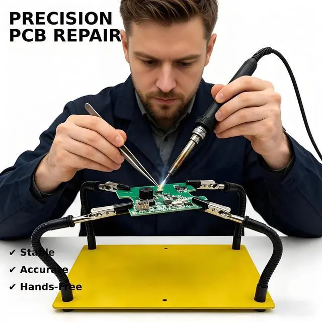 Alt view image 2 of 7 - PCB Holder Soldering Helping Hands Circuit Board Holder with Alligator Clips Third Hand Tool for Electronics Repair DIY Soldering Workbench Tool (Hands Soldering Station)