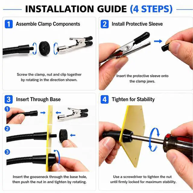 Alt view image 6 of 7 - PCB Holder Soldering Helping Hands Circuit Board Holder with Alligator Clips Third Hand Tool for Electronics Repair DIY Soldering Workbench Tool (Hands Soldering Station)