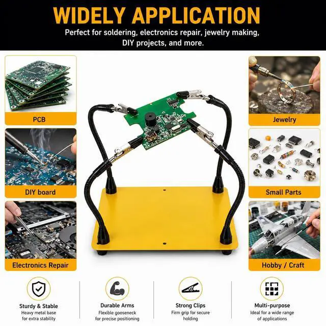 Alt view image 7 of 7 - PCB Holder Soldering Helping Hands Circuit Board Holder with Alligator Clips Third Hand Tool for Electronics Repair DIY Soldering Workbench Tool (Hands Soldering Station)