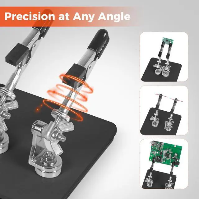 Alt view image 3 of 7 - Helping Hands Soldering Station Compact Solder Clamp Tool for Electronics, Jewelry, DIY Repair & Small PCB Holder Projects with 3.9" Base, 2 Flexible Magnetic Arms, Adjustable Versatile Stand
