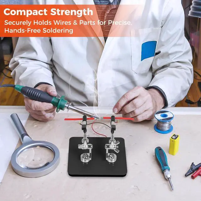 Alt view image 6 of 7 - Helping Hands Soldering Station Compact Solder Clamp Tool for Electronics, Jewelry, DIY Repair & Small PCB Holder Projects with 3.9" Base, 2 Flexible Magnetic Arms, Adjustable Versatile Stand