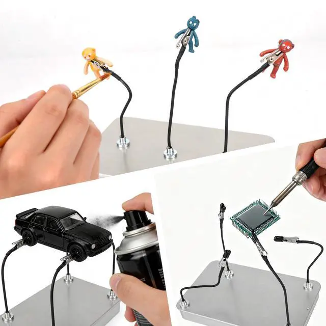Alt view image 6 of 7 - Magnetic Helping Hands for Soldering, Include 10pcs Flexible Clips Arms & 1pcs Iron Box Station, All-in-One Third Hands Tools Stand for Solder Circuit Board PCB Holder Model Painting Accessories