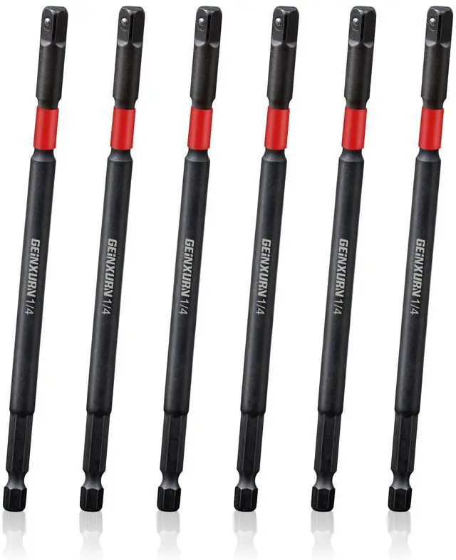 Main image of 6Pcs Impact Socket Adapter Set,1/4" Drive Square, 6Inches Extension Bit Socket Driver Set, Adapt Your Power Drill to High Torque Impact Wrench