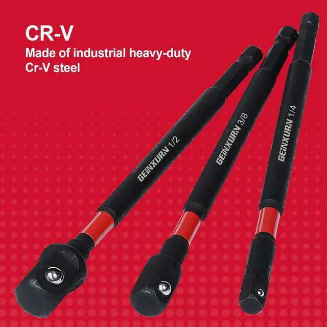 Alt view image 7 of 7 - 8Pcs Impact Socket Adapter Set,1/2" Drive Square, 3 Inches Extension Bit Socket Driver Set, Adapt Your Power Drill to High Torque Impact Wrench