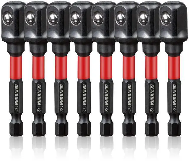 Main image of 8Pcs Impact Socket Adapter Set,1/2" Drive Square, 3 Inches Extension Bit Socket Driver Set, Adapt Your Power Drill to High Torque Impact Wrench