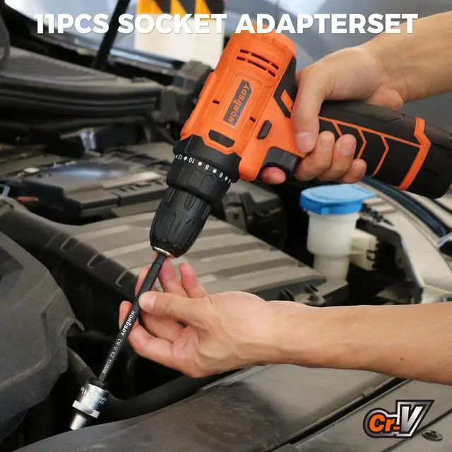 Alt view image 4 of 7 - 11-Piece Impact Socket Adapter Set, 1/4-Inch Hex Shank, Cr-V Steel High Torque Drill Extension Bits, 1/4" 3/8" 1/2" Impact Driver Socket Adapters with Storage Holder