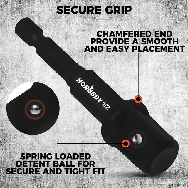 Alt view image 5 of 7 - 11-Piece Impact Socket Adapter Set, 1/4-Inch Hex Shank, Cr-V Steel High Torque Drill Extension Bits, 1/4" 3/8" 1/2" Impact Driver Socket Adapters with Storage Holder