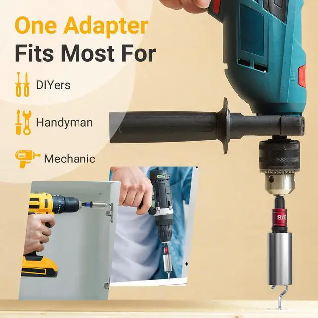 Alt view image 6 of 7 - Impact Socket Adapter Set for Drill - Tools for Men Gadgets 1/4" 3/8" 1/2" Impact Grade Driver Bit Set Extension Bit with Holder Ratchet Wrench Nut Hex Drive Adapter Hand Power Accessories Cool Stuff
