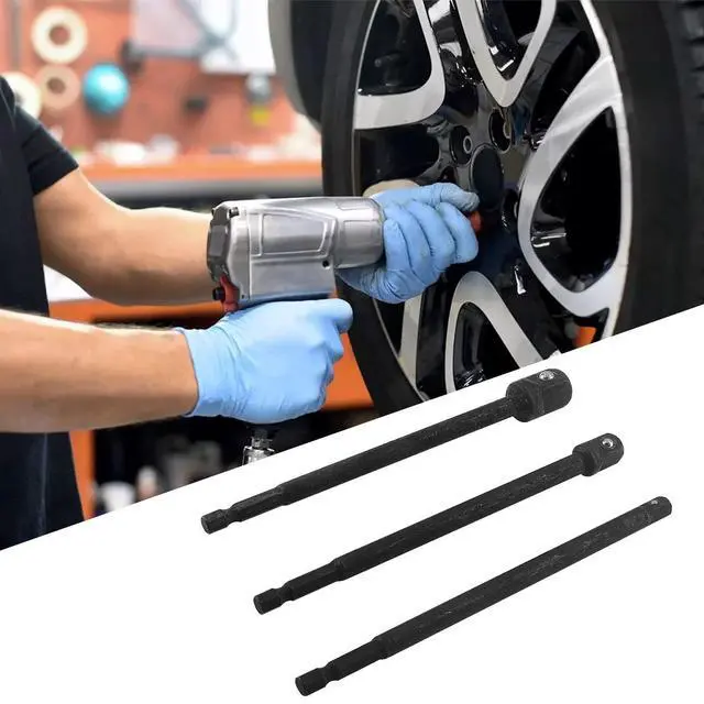 Alt view image 5 of 5 - 3pcs 6 Inch Long Impact Driver Socket Adapter Set, 1/4 Inch Hex Shank Impact Socket Extension, 1/4, 3/8, 1/2 Inch Square Socket Drill Bits Bar Extension Set Power Wrench Adapter Kit