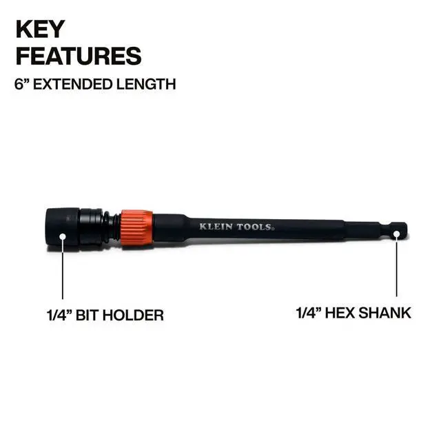 Alt view image 2 of 5 - 31088 6-Inch Dual-Lock Extension, 1/4-Inch Hex Shank Impact Bit Holder, Quick-Release Locking Mechanism with Secondary Twist Lock, Compatible with Impact Drivers and Drills