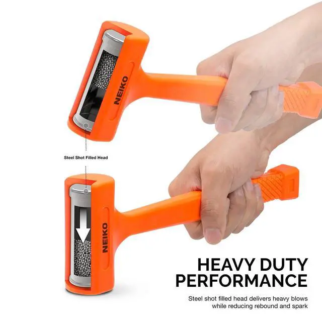 Alt view image 2 of 6 - 02846A 1 LB Dead Blow Hammer, Neon Orange I Unibody Molded | Checkered Grip | Spark and Rebound Resistant