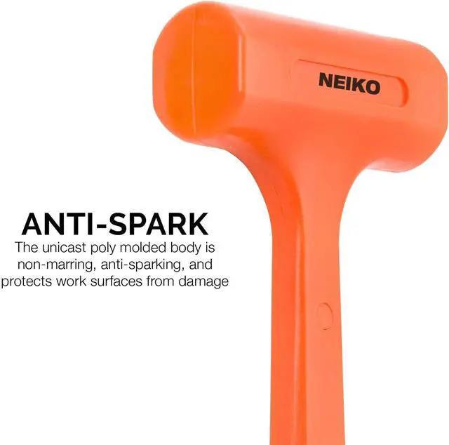 Alt view image 3 of 7 - 02848A 3 LB Dead Blow Hammer, Neon Orange | Unibody Molded | Checkered Grip | Spark and Rebound Resistant