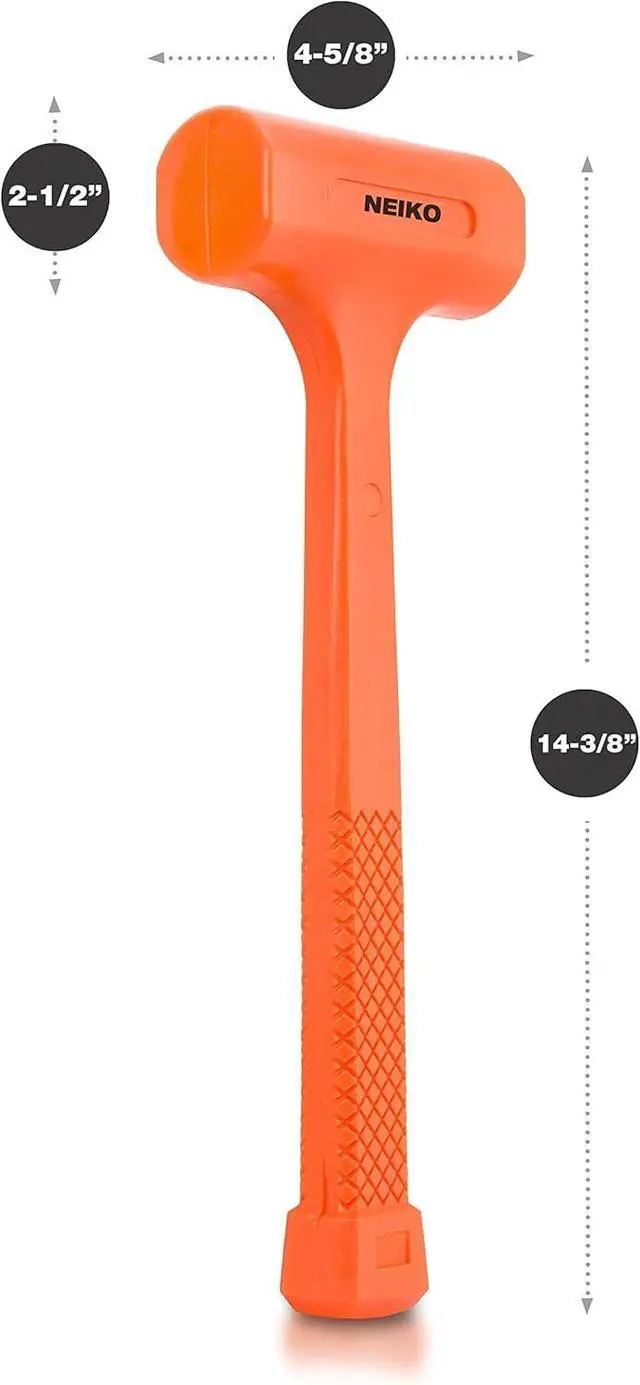 Alt view image 5 of 7 - 02848A 3 LB Dead Blow Hammer, Neon Orange | Unibody Molded | Checkered Grip | Spark and Rebound Resistant