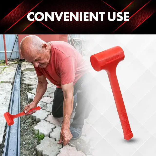 Alt view image 5 of 7 - 1LB Dead Blow Hammer- Red, Mallet | Machinist Tools | Unibody Molded | Checkered Grip | Spark and Rebound Resistant