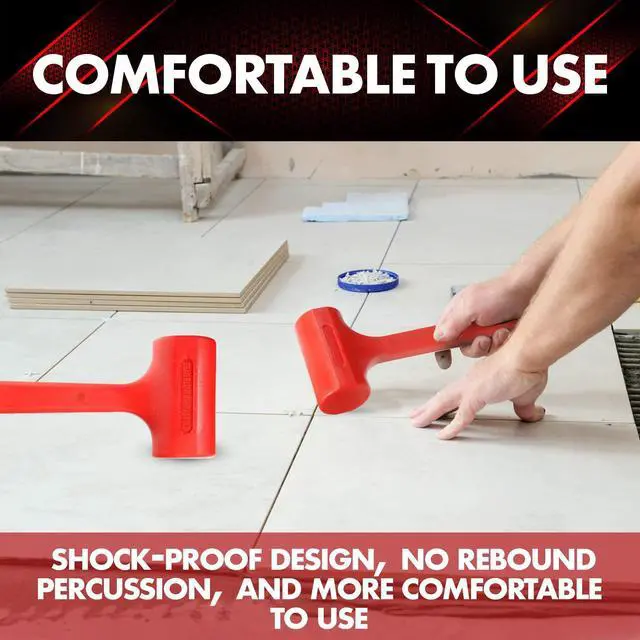 Alt view image 6 of 7 - 1LB Dead Blow Hammer- Red, Mallet | Machinist Tools | Unibody Molded | Checkered Grip | Spark and Rebound Resistant